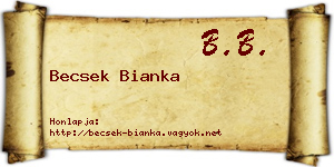 Becsek Bianka névjegykártya